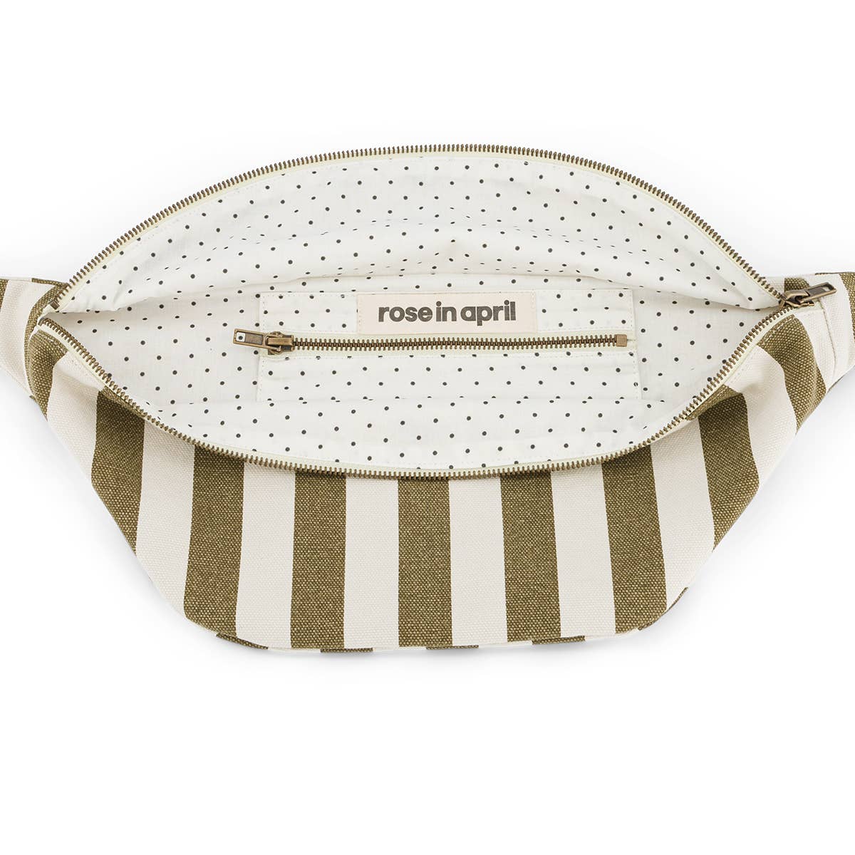 Gürteltasche DAMIER gestreift Olivgrün/Greige