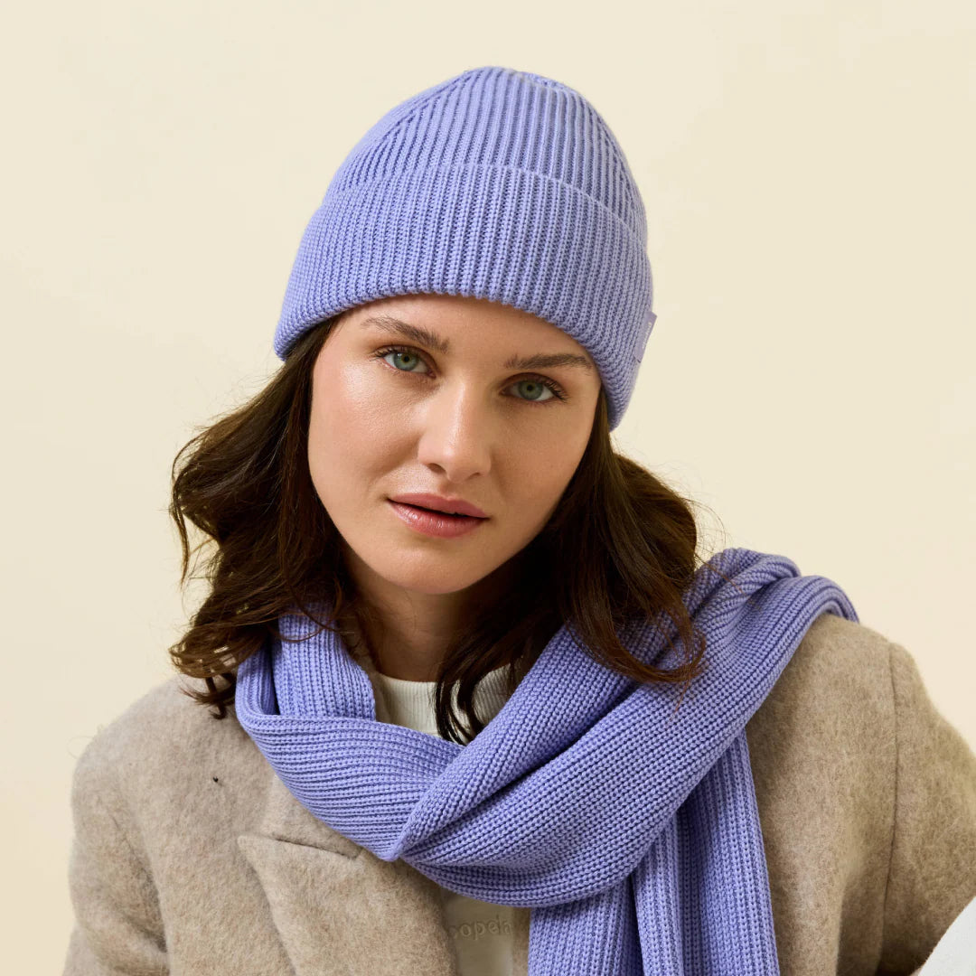 Beanie aus Merinowolle Lila
