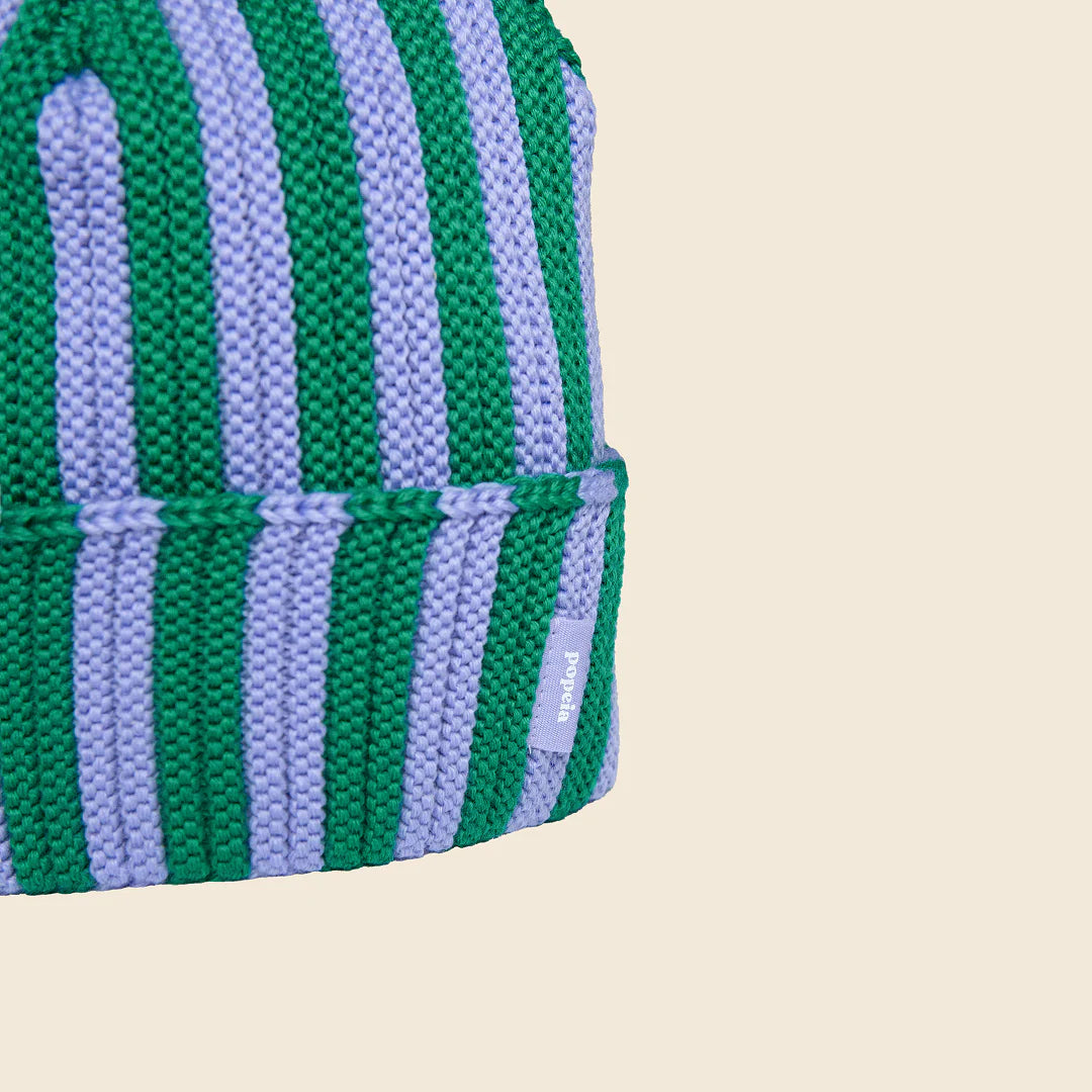 Special Beanie aus Merinowolle Lila/Grün