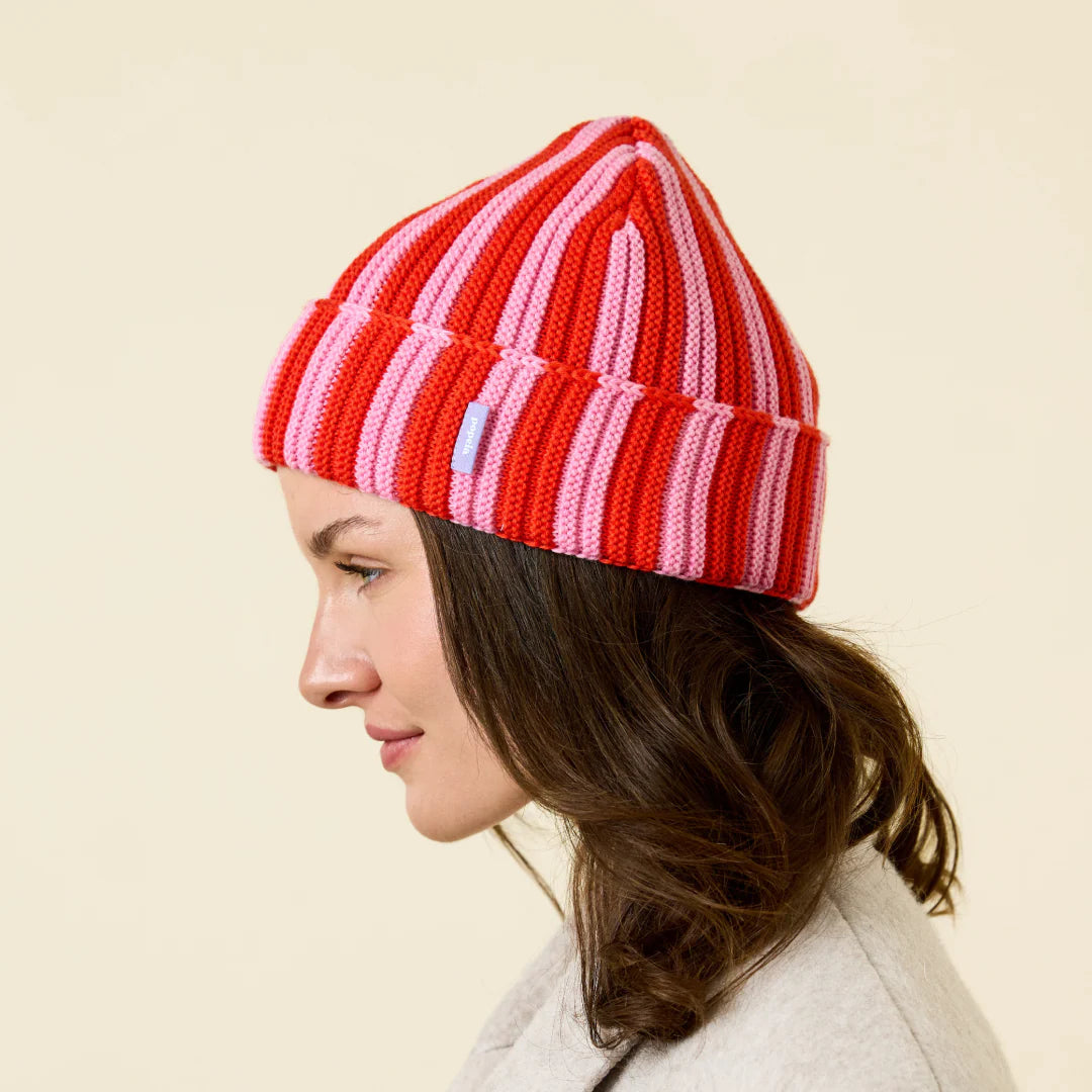 Special Beanie aus Merinowolle Pink/Rot
