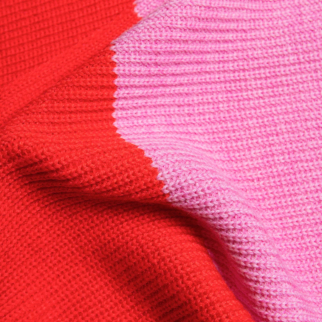 Gestreifter Schal aus Merinowolle Pink/Rot