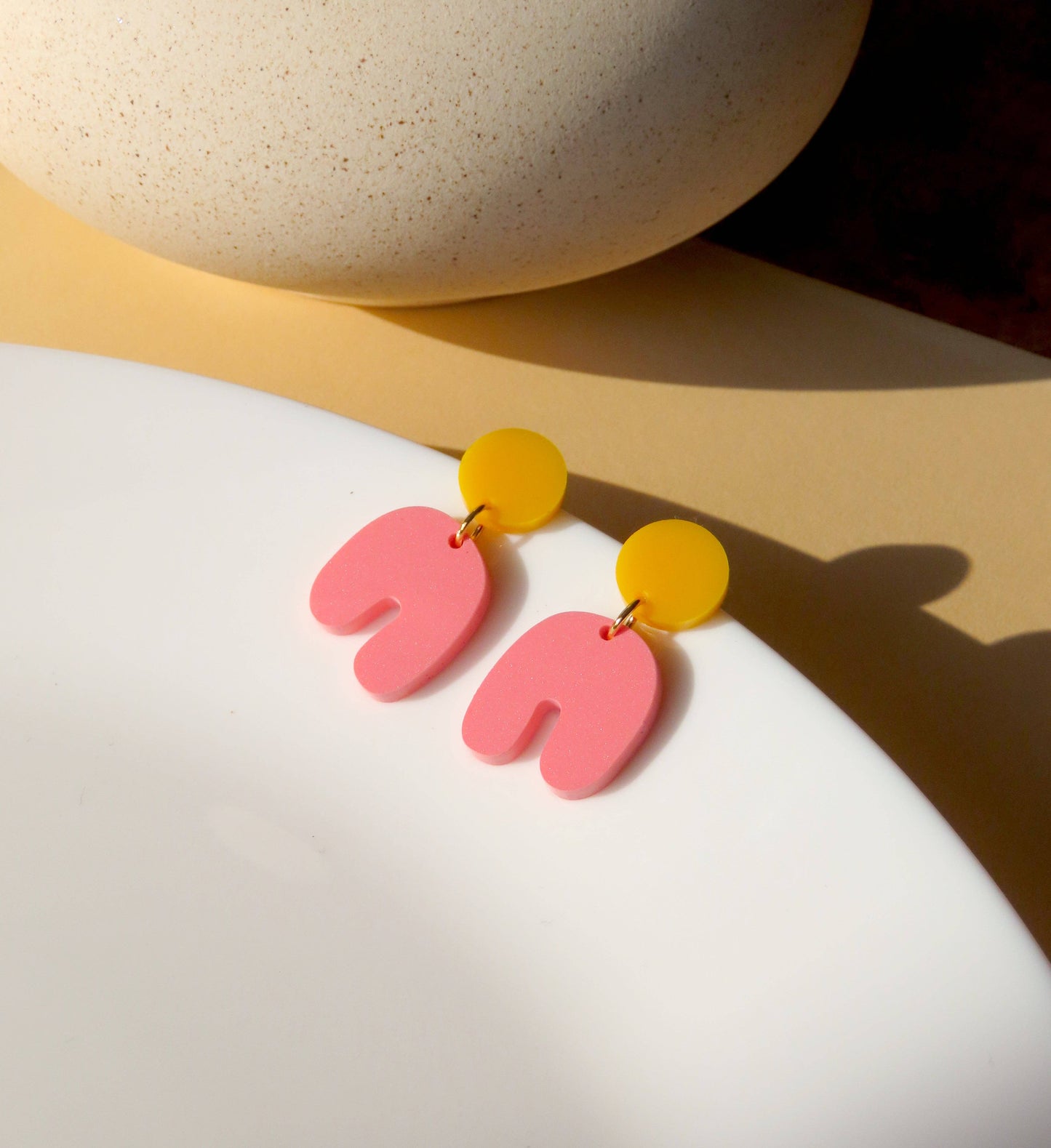 Arch Bogen Ohrringe Squishy Goldgelb/Erdbeer
