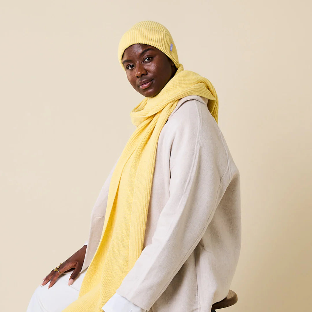 Beanie aus Merinowolle Hellgelb