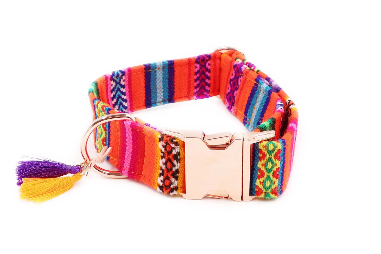 Handgemachtes Hundehalsband aus Baumwolle – LaaVida Neonorange