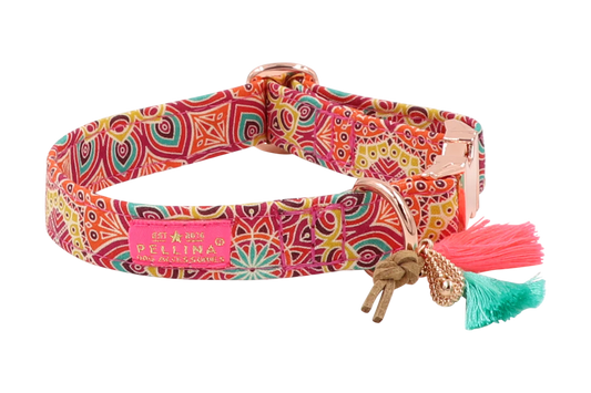 Handgemachtes Hundehalsband aus Baumwolle – Happy