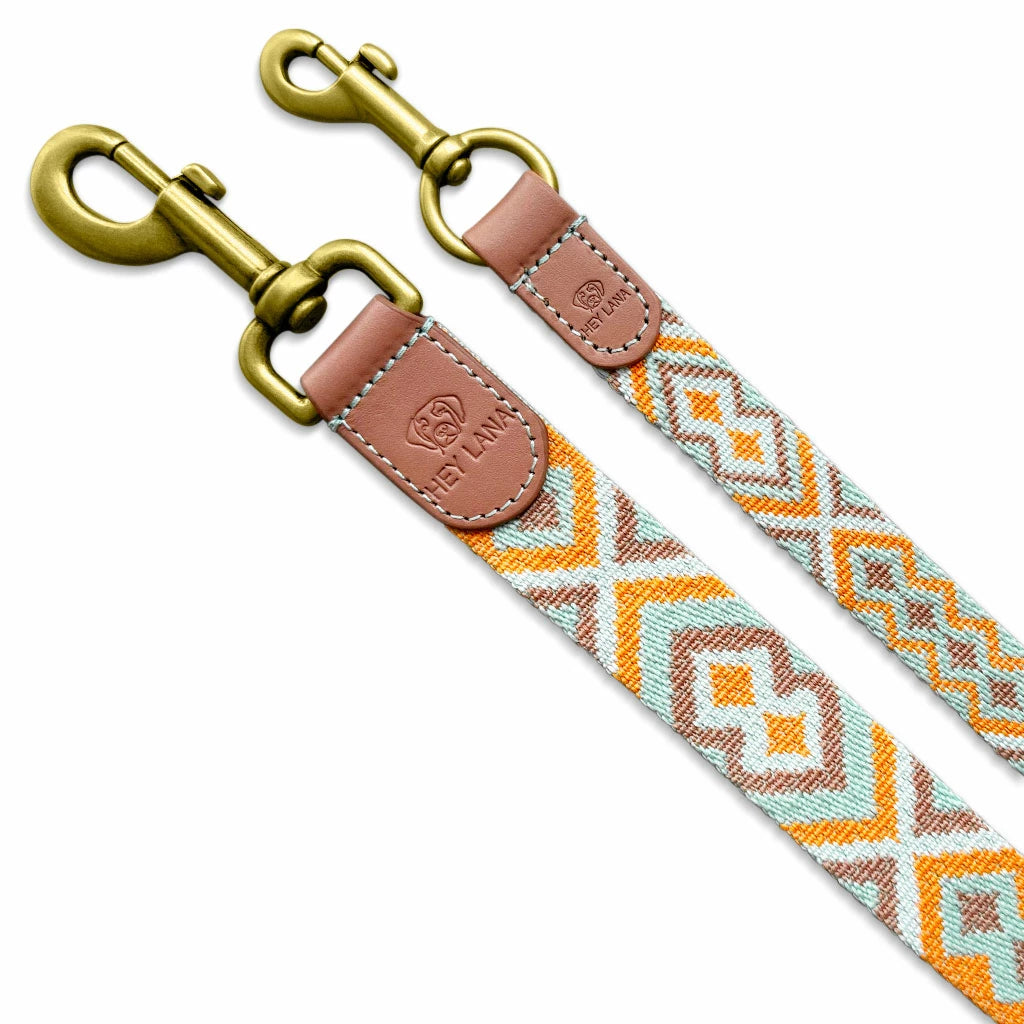 Hundeleine Premium 3fach verstellbar Mint/Orange