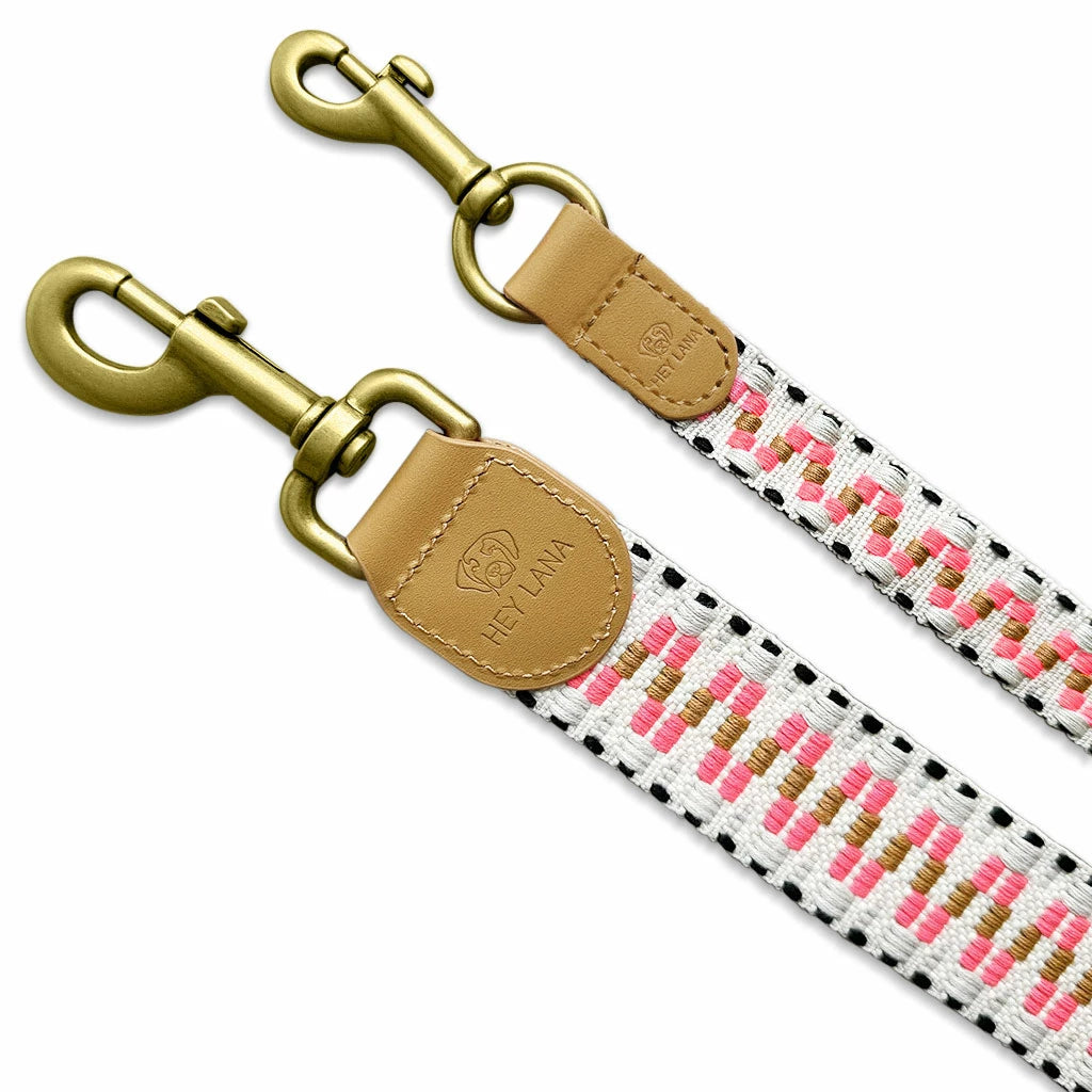 Hundeleine Premium 3fach verstellbar Pink/Beige