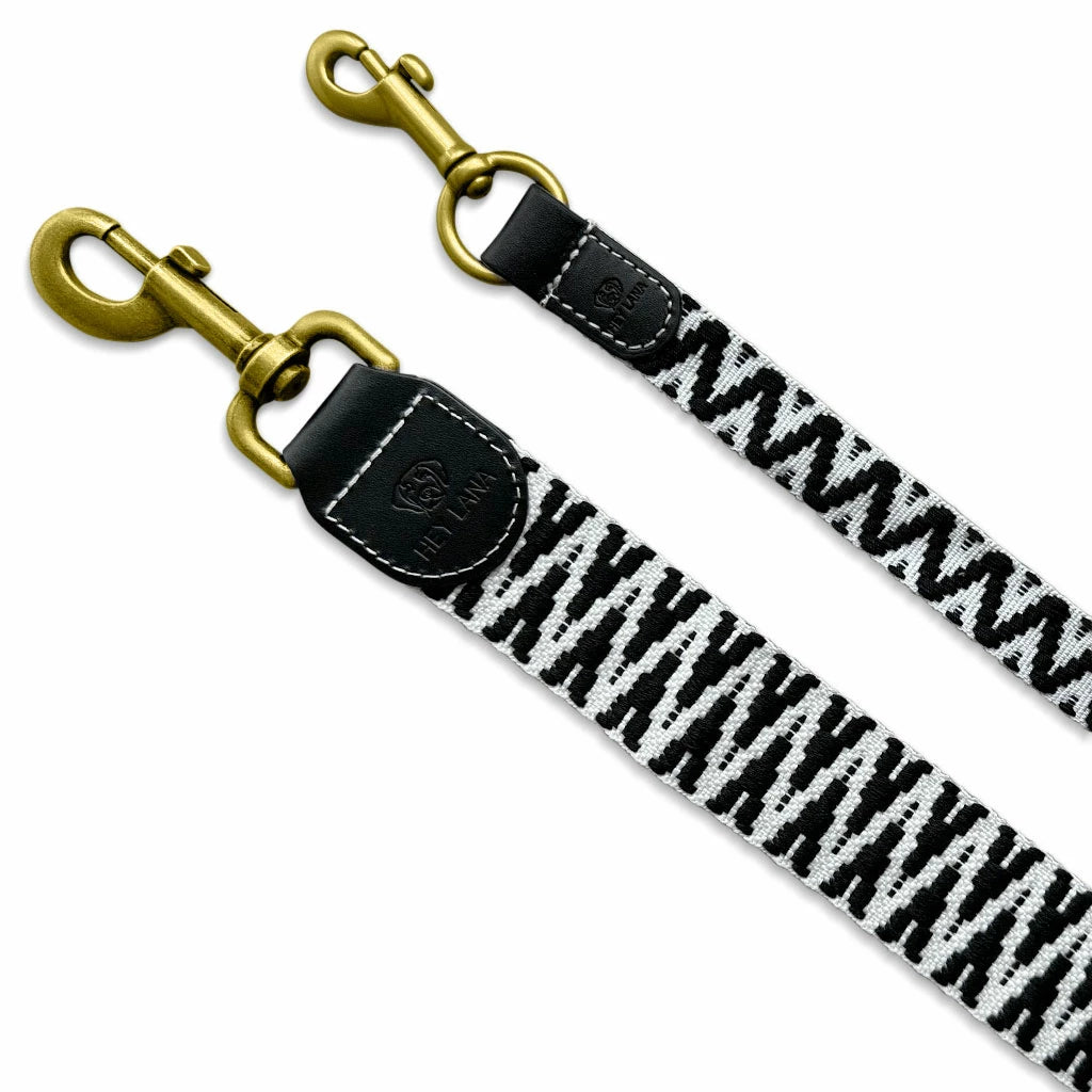 Hundeleine Premium 3fach verstellbar Schwarz/Weiß