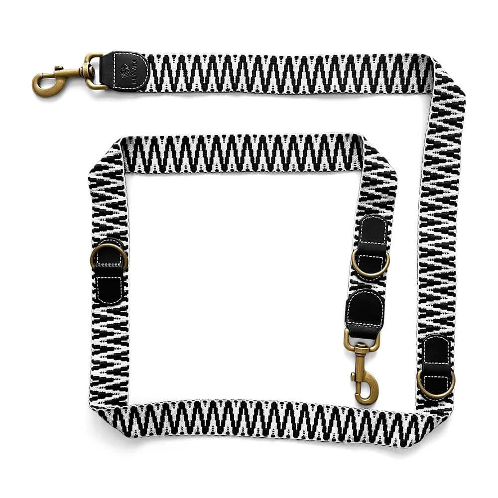 Hundeleine Premium 3fach verstellbar Schwarz/Weiß
