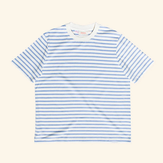 T-Shirt Gestreift aus Bio-Baumwolle in Eisblau/Off-White