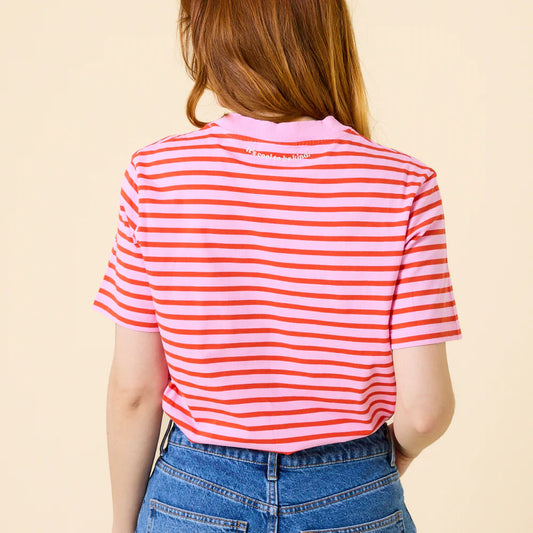 T-Shirt Gestreift aus Bio-Baumwolle in Pink/Rot