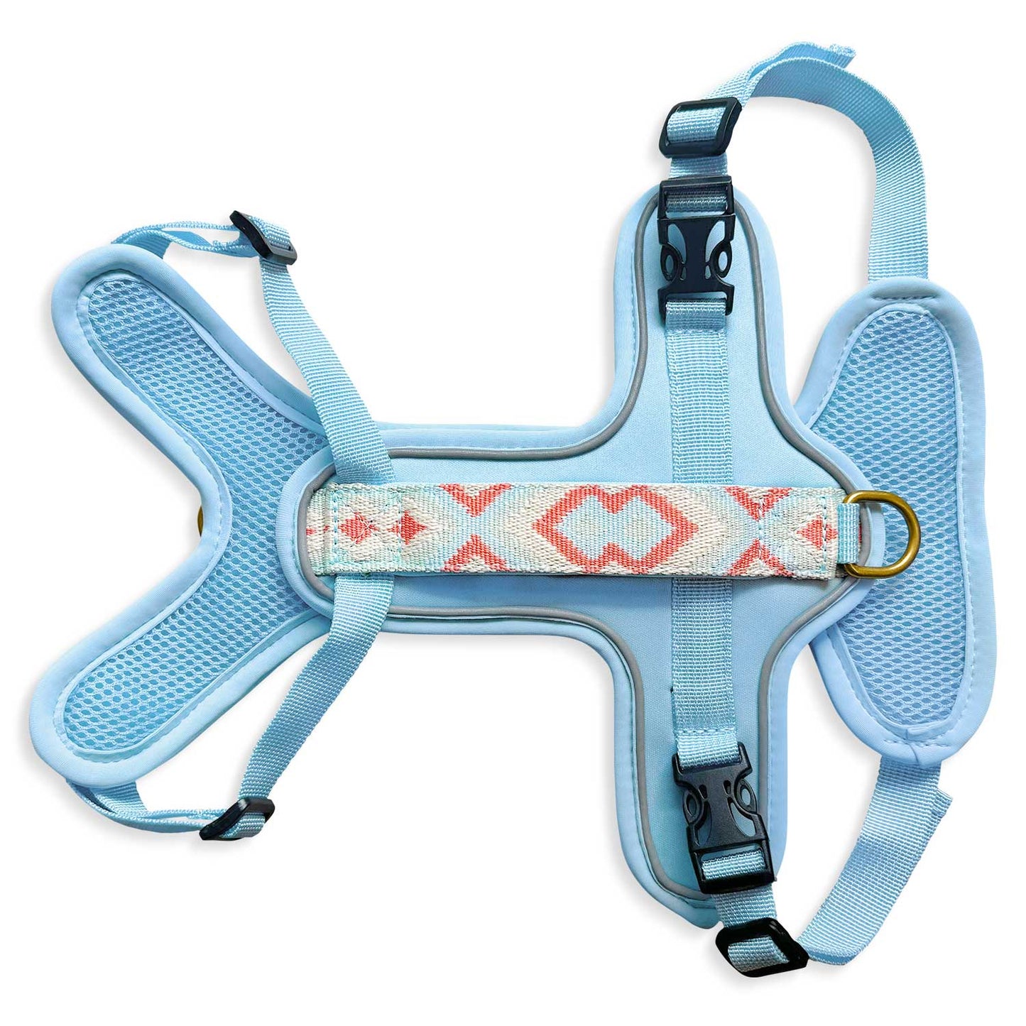 Premium Hundegeschirr Gepolstert Coral/Blau