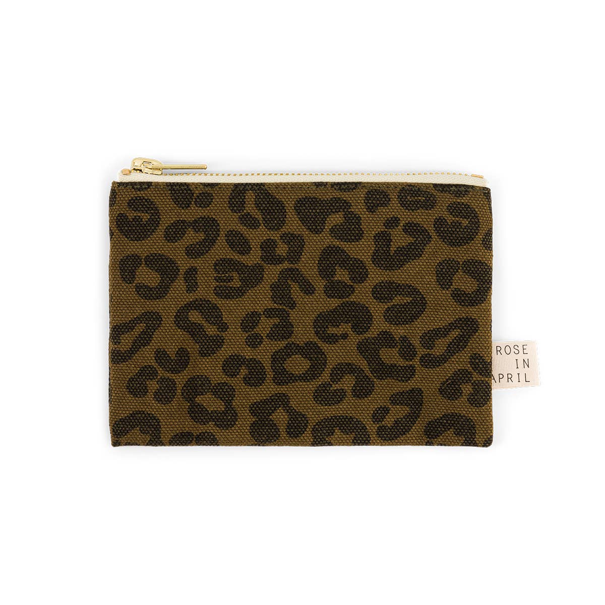 Pouch MARIE Olivgrün mit Leoprint