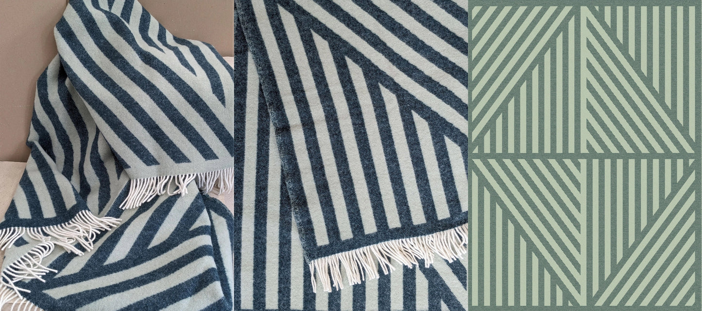 Wolldecke/Kuscheldecke FRANK Petrol/Sage