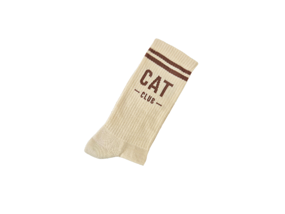 Beige Cat Club Socke von PEGADA SOCKS mit braunen Details
