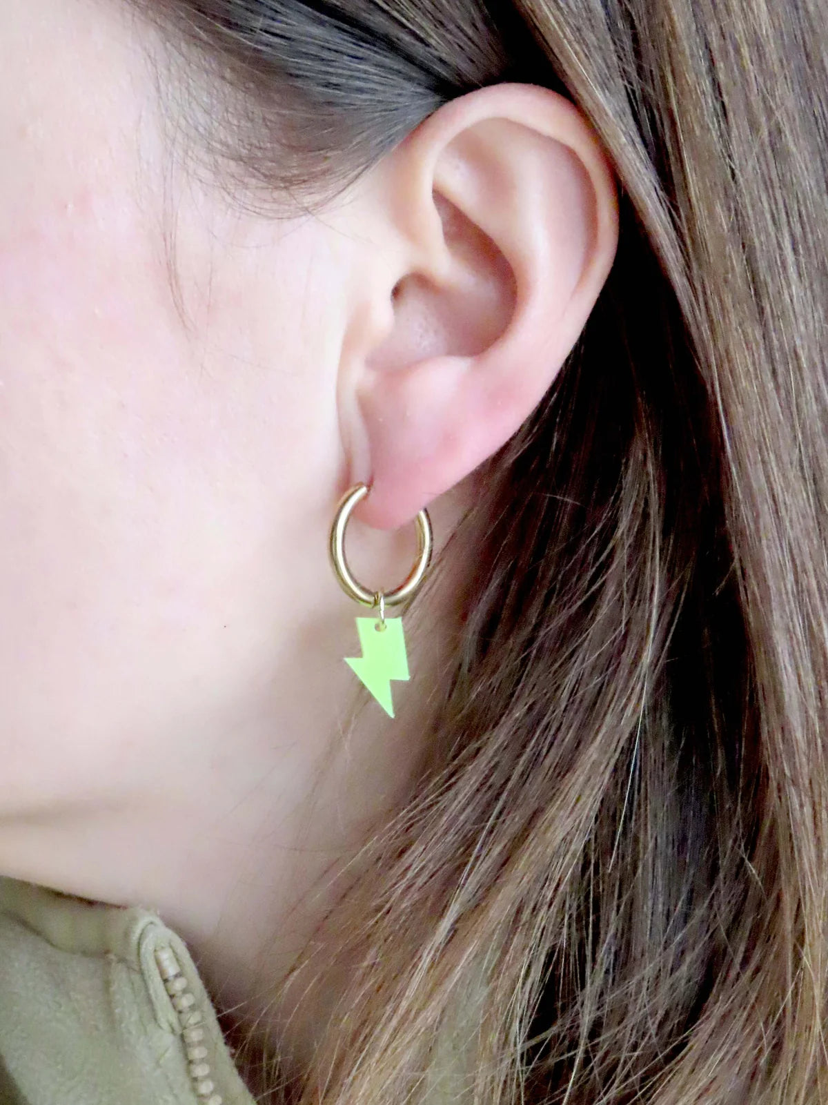 Neongelbe Blitz Creolen