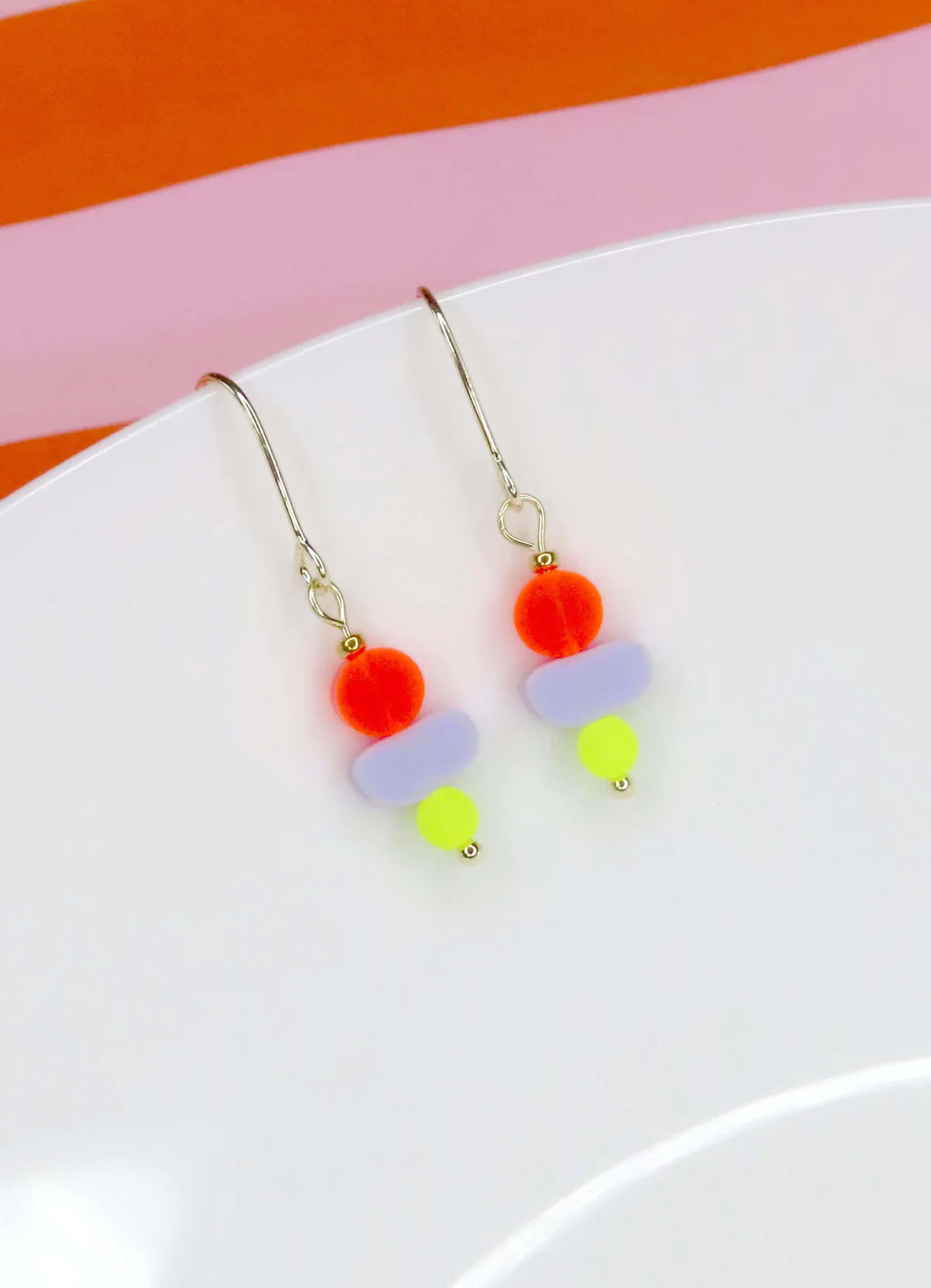 Color Treats Ohrringe in Neonorange/Flieder/Neongelb