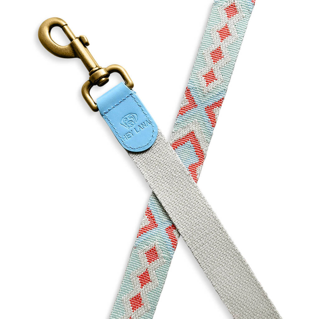 Hundeleine Premium 3fach verstellbar Coral/Blau