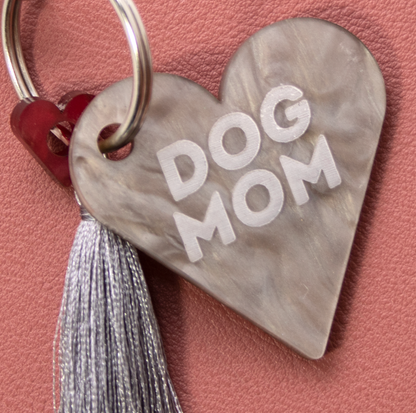 Schlüsselanhänger DOG MOM | Silber