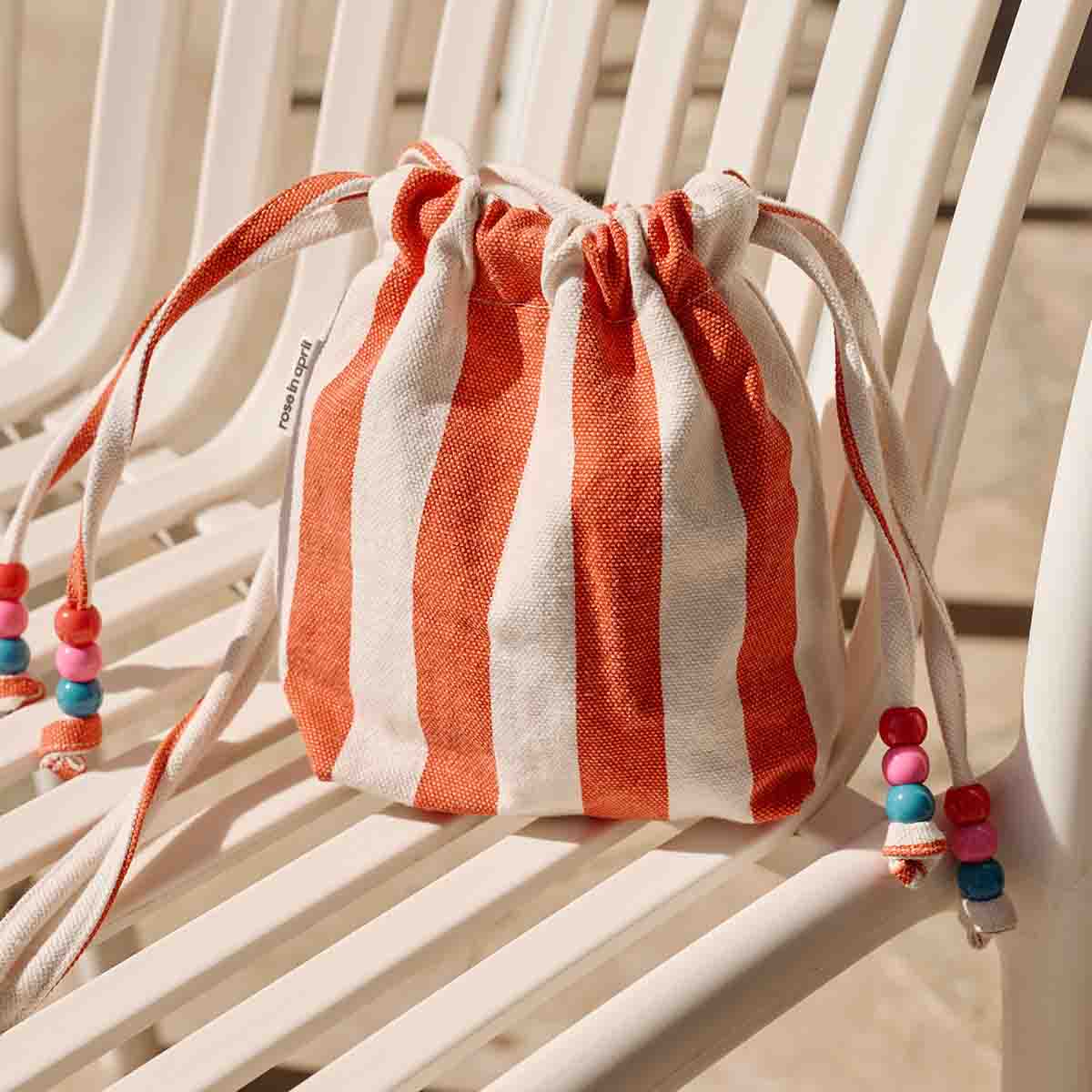 Mini-Tasche BILLIE gestreift Greige/Tomate
