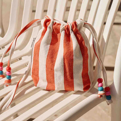 Mini-Tasche BILLIE gestreift Greige/Tomate