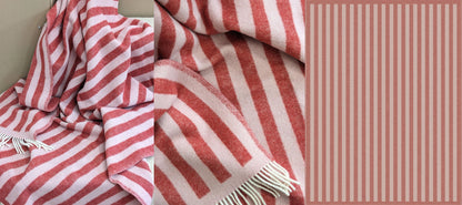 Wolldecke/Kuscheldecke STRIPES Red/Rose