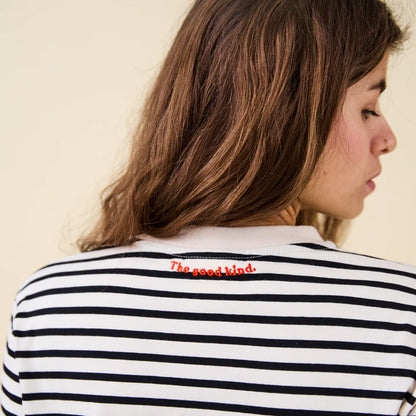 Langarmshirt Gestreift aus Bio-Baumwolle in Schwarz/Off-White