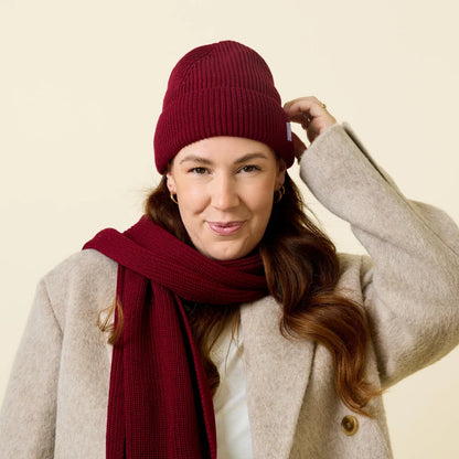 Beanie aus Merinowolle Bordeaux