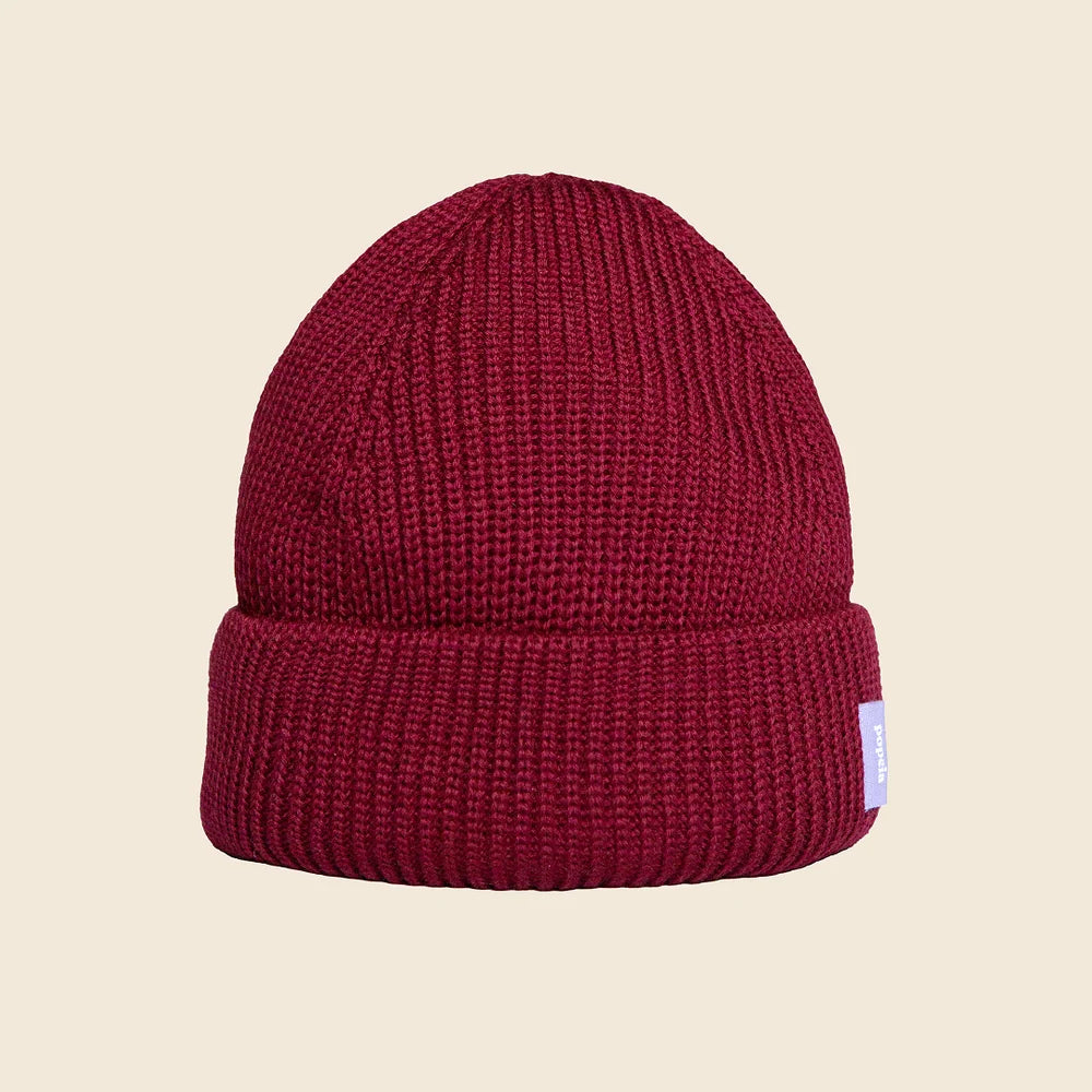 Beanie aus Merinowolle Bordeaux