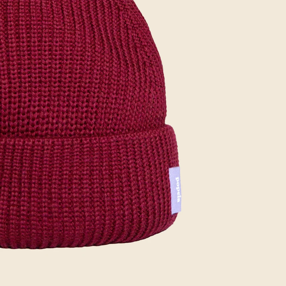 Beanie aus Merinowolle Bordeaux