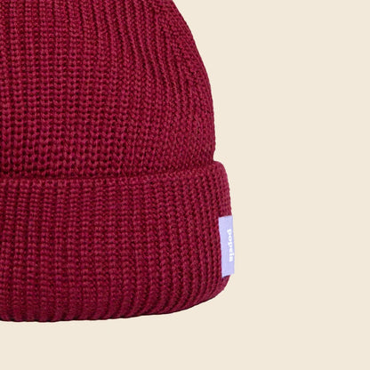 Beanie aus Merinowolle Bordeaux