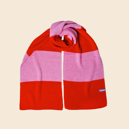 Gestreifter Schal aus Merinowolle Pink/Rot