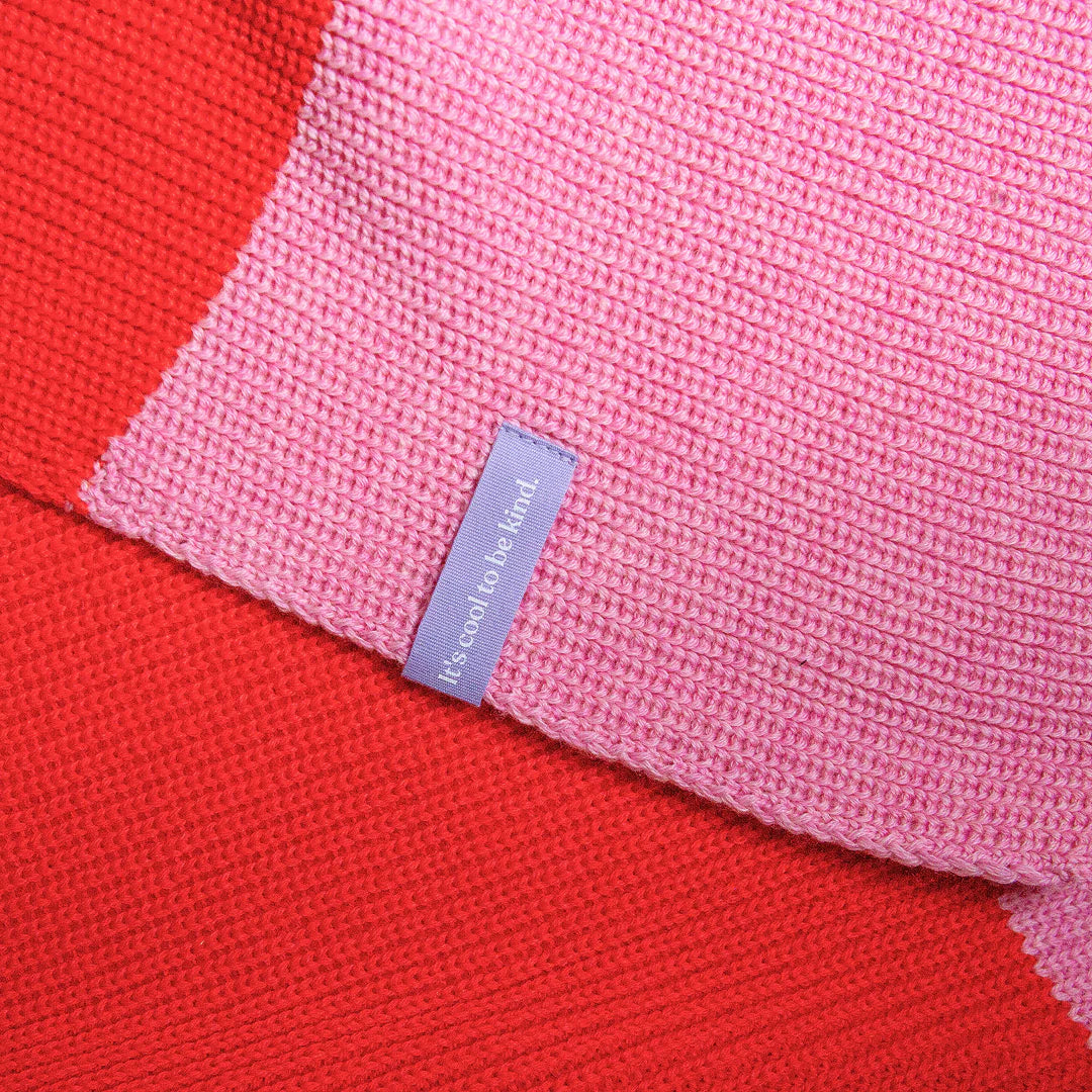 Gestreifter Schal aus Merinowolle Pink/Rot