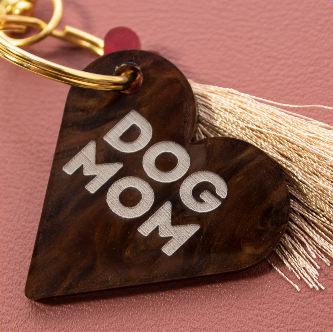 Schlüsselanhänger DOG MOM | Braun