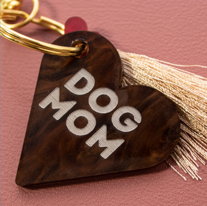 Schlüsselanhänger DOG MOM | Braun