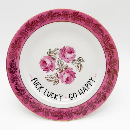 Wandteller midi FUCK LUCKY GO HAPPY "pinkish"
