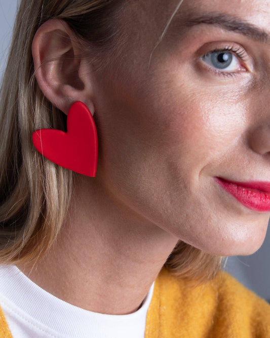 Herz-Ohrringe | Rot