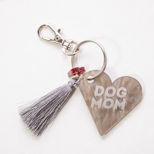 Schlüsselanhänger DOG MOM | Silber