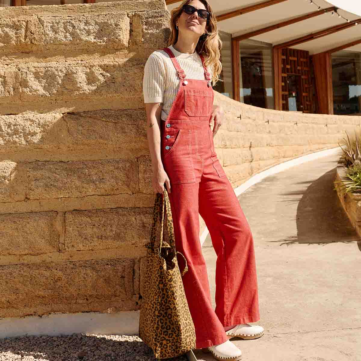 Tasche ELISABETH Karamel mit Leomuster