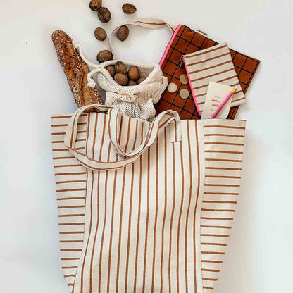 Tasche ELISABETH Greige mit Streifen