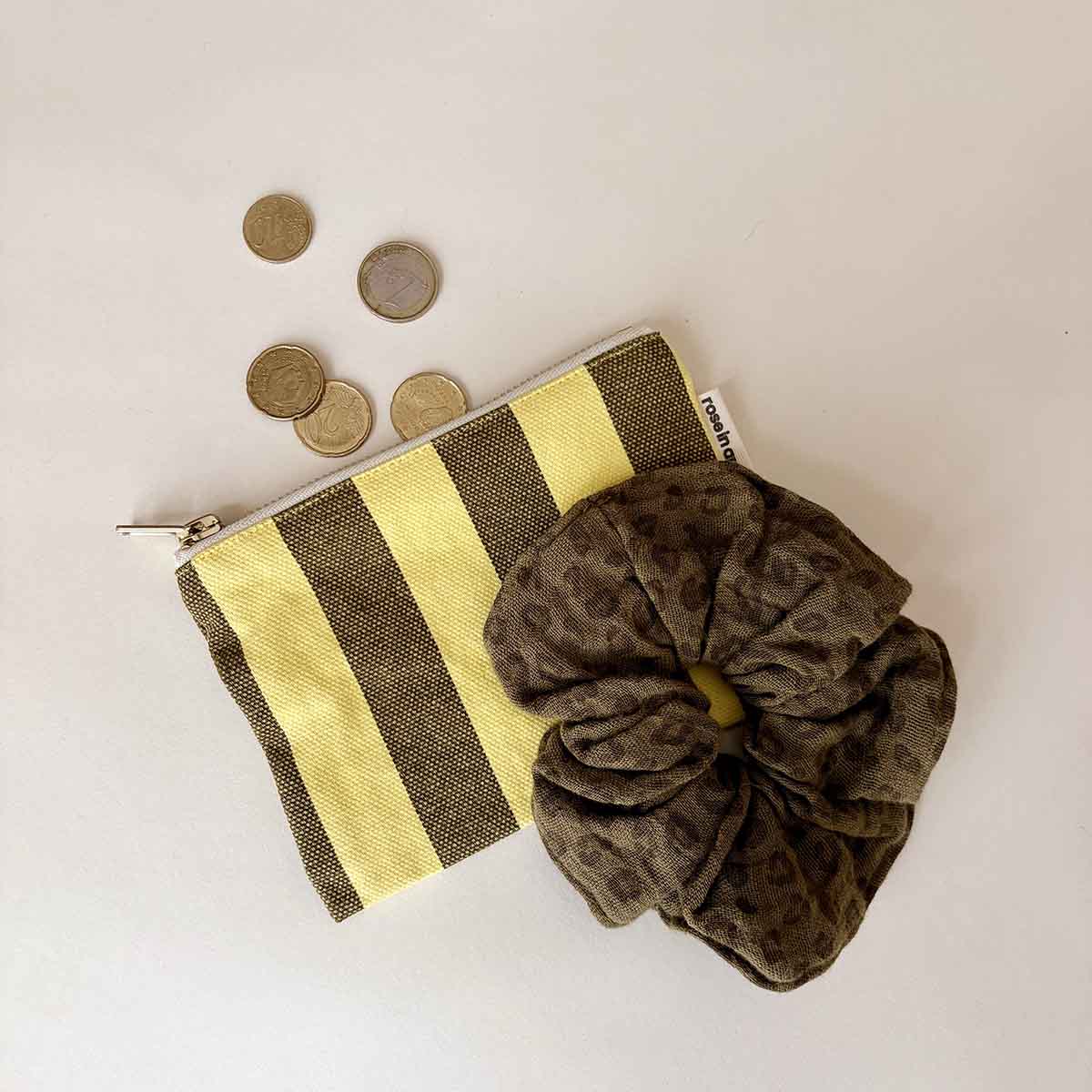 Pouch MARIE gestreift Zitrone/Olive