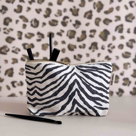 Kosmetiktasche SOFIA Weiß mit Zebraprint
