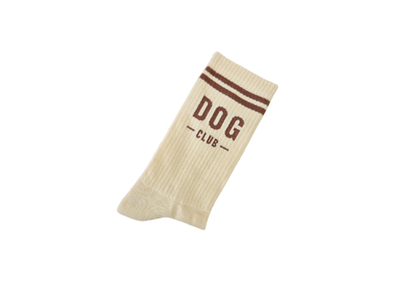 Beige Dog Club Socke von PEGADA SOCKS mit braunen Details