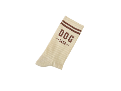 Beige Dog Club Socke von PEGADA SOCKS mit braunen Details