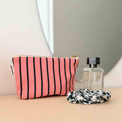 Kosmetiktasche SOFIA Funky Pink mit schwarzen Streifen