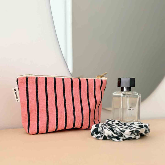 Kosmetiktasche SOFIA Funky Pink mit schwarzen Streifen