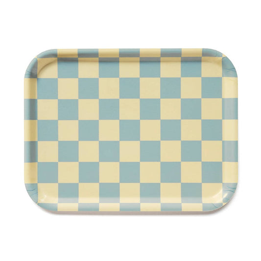 Serviertablett mit Karomuster Lemon/Seafoam