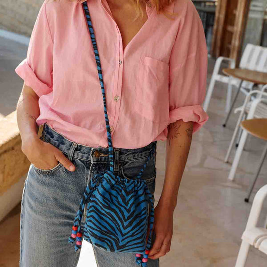 Mini-Tasche BILLIE in Zebraprint Blau