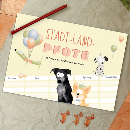 Spieleblock "Stadt Land Pfote"
