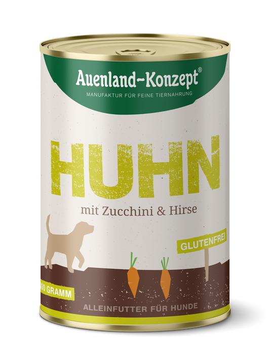 Hundenahrung Huhn mit Zucchini und Hirse